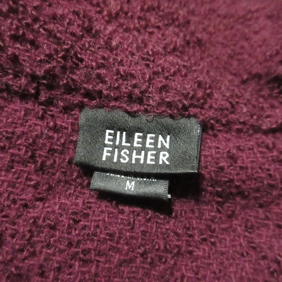 EILEEN FISHER Womens Wool Coat Woolen Sweater Jacket M Burgundy Red Winter Coats - Picture 8 of 8